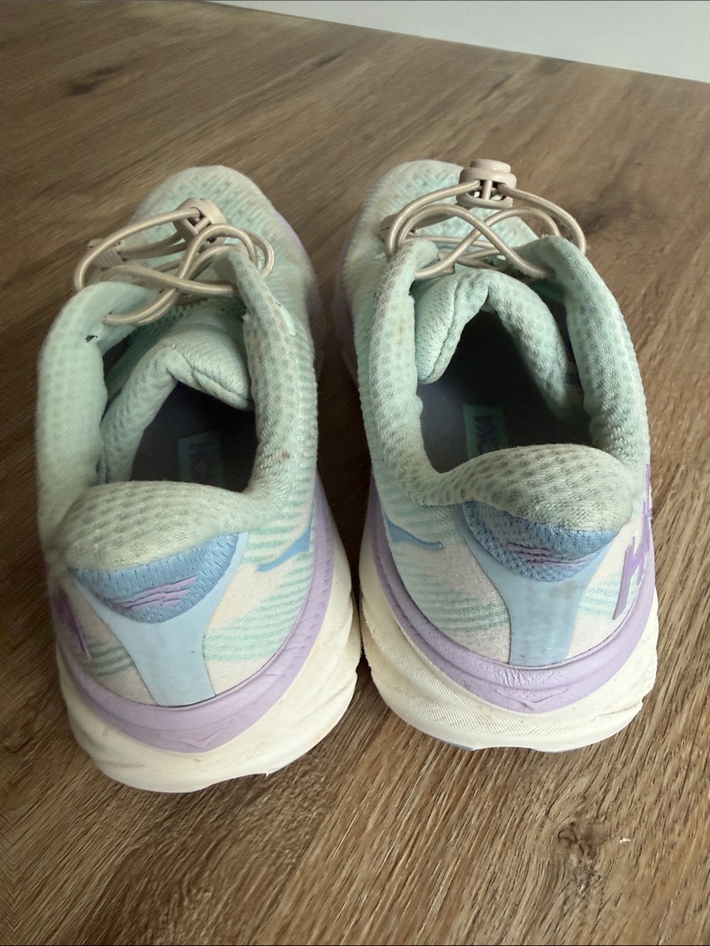 Hoka Women's Mint Green and Lavender Athletic Running Shoes - Picture 7 of 13